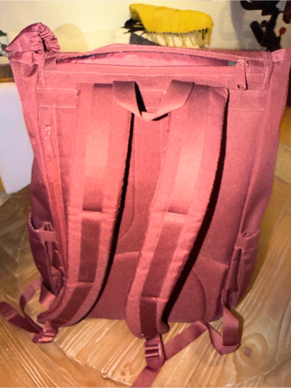 Herschel Supply Company Burgundy Canvas Backpack with Brown Straps - Picture 6 of 8